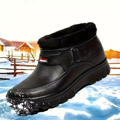 Men'S Winter Snow Boots with Slip-On Closure - Slip-Resistant Rubber Sole